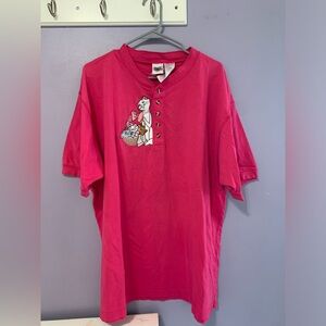 Disney Embroidered Aristocats Henley Shirt Vintage XL